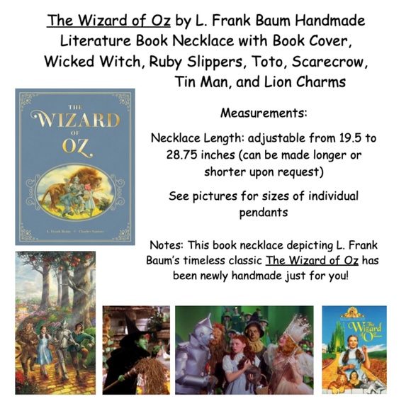Wizard of Oz by L. Frank Baum Handmade Literature Necklace, Book Cover, Witch - Picture 14 of 14